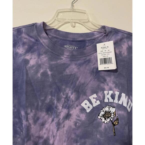 Mighty Fine Womens 2x Purple Tie Dye Short Sleeved Crop Shirt NWT! A2956 - Picture 2 of 3